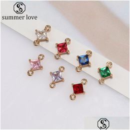 Charms New Fashion Rhombus K9 Glass Crystal Pendent Colorf Diy Jewelry Accessories Necklace Bracelet Connectors Bailsz Drop Dhgarden Dhhwo