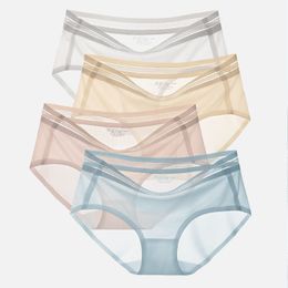 Women's Panties 3 Pieces/Batch Summer Silk Seamless Underwear Women's Underwear Cotton Crotch Girls' Triangle Shorts Ultra Thin Breathable Underwear 230331