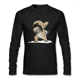 Men's T Shirts Coming Men T-shirts Funny Dabbing Pekingese Dog Cotton Crew Neck Long Sleeve Clothes For Man
