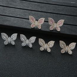 Stud Earrings Famous Luxury Butterfly Charm Earring For Women Wedding Full Micro CZ Cubic Zircon Dubai Bohemia E9931