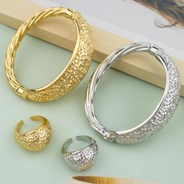 Bangle And Ring Set For Women Dubai Gold Plated Bridal Wedding Ethiopian Bracelet Arab Jewelry Charm