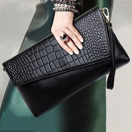 Evening Bags Women's Cowhide Shoulder Bag Clutches Large Capacity Handbag Crossbody Chain Genuine Leather Women Fashion