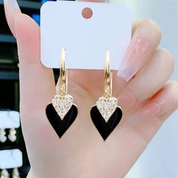 Dangle Earrings 2023 Korean Contracted Fresh Lovely Drop Elegant Crystal Trendy Sweet Heart Women Jewellery