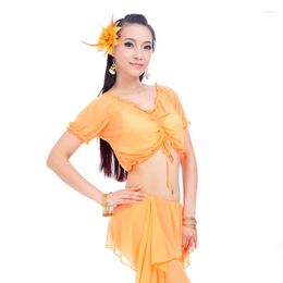 Stage Wear Belly Dance Practise Wrinkle Top Light Women Short Sleeves Dancers Clothing