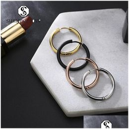 Dangle Chandelier Trendy Round Stianless Steel Hoop Earring Size 816Mm Small Simple Hie Gold Rose Fashion Lucky Jewelry Gi Dhgarden Dhzaa