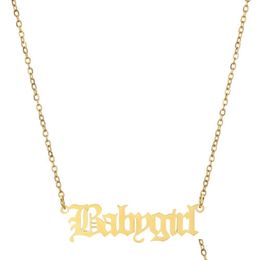 Pendant Necklaces New Ancient Babygril Angle Princess Letters For Women Girl Stainless Steel Old English Necklace Friends Pa Dhgarden Dhtby