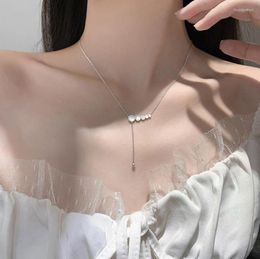 Pendant Necklaces 2023 S925 Sterling Silver Tarnish Free Tassel Circle Plate Mother Of Pearl Beans Necklace For Women