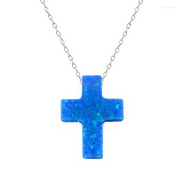 Pendant Necklaces Real Opal Cross Choker Necklace 16 Inch Chain Christian Charming Collar Women Jewellery
