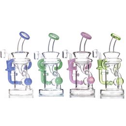 Small Backwater Glass Bong Hookahs 14mm Female Joint Bubbler Water Pipes 8.2 Inch Oil Dab Rig With Quartz Banger Or Bowl 4 Colours