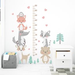 Wall Stickers Cartoon Short Stroke Animal Height Chart Ruler Wall Decal Height Measurement Children's Room Wall Decal for Wall Home Decoration PVC 230331