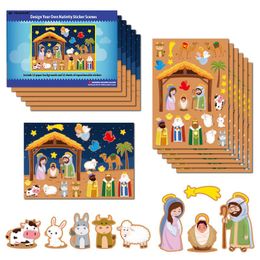 Christmas Decorations Wall Murals Religion Jesus Decor Stickers Store Glass Sticker Xmas Year Decals Posters For Dining RoomChristmas