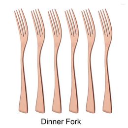 Dinnerware Sets 6Pcs Rose Gold Dinner Fork Set Mirror 304 Stainless Steel Colourful Tableware Cutlery Home Party Kitchen