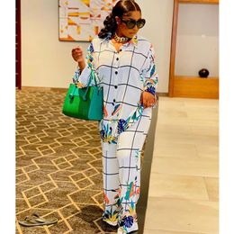 Ethnic Clothing 2 Piece Set Africa Clothes African Dashiki Fashion Suit Top And Trousers Super Elastic Party Plus Size For Lady 230331