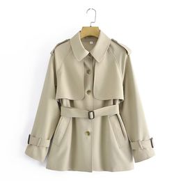 Women's Trench Coats PB ZA Autumn Collection British Style Single Breasted With Belt Beige Jacket Clothing 230331