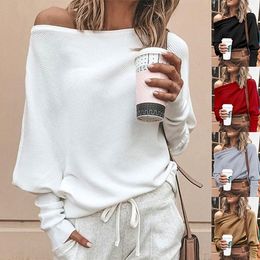 Women's T-Shirt Plus Size Sexy Fashion Autumn Winter Clothing Off Shoulder Sweaters Casual Long Sleeve Shirts Tops S-5XL 230331
