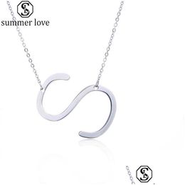 Pendant Necklaces Initial 26 English Letter Stainless Steel Necklace Sier Plated Capital Fashion Jewellery For Women Giftz Dro Dhgarden Dhazc