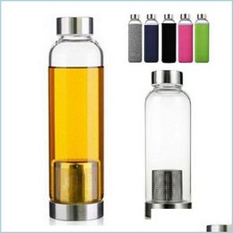 Water Bottles 22Oz Glass Bottle Bpa Sports Single Layer High Temperature Resistant With Tea Philtre And Nylon Drop Delivery Home Gard Dhrp2