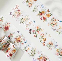 Gift Wrap Vintage Butterfly Tulip Floral Washi PET Tape Planner DIY Card Making Scrapbooking Plan Decorative Sticker