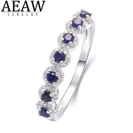 10K White Gold lab Sapphire 0.21ct Moissanite 0.15ct Ring for Women Handmade Engagement Bride Anniversary Gift Fine Jewellery