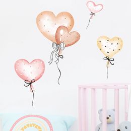 Wall Stickers Hand-painted pink heart shaped balloon wall sticker Children's room Baby girls nursery wall sticker Bedroom kindergarten sticker 230331