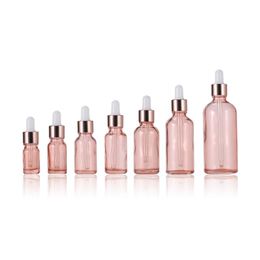 5ml 10ml 30ml 50ml Pink Glass Dropper Bottle Container Jar Pot Vials For Essential Oils Eyes Sample Drops Dropping Refillable Bottles 21