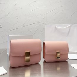 Women Bags Classic Tofu bag Top Version Crossbags Great Cowhide Shoulderbags Simple Style Lady Shoulderbags Lady Purse Girl Tote bags RoseGold Hardware