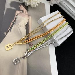 Pendant Necklaces Ins Stylish Letter B Gradient Advanced Atmosphere Niche Design Feeling Light Luxury Collarbone Chain