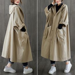 Women's Trench Coats Spring Autumn Coat Woman Korean SingleBreasted MidLong Women Overcoat Khaki Windbreaker Pocket Female 230331