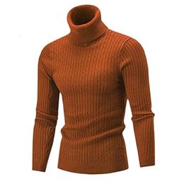 Men's Polos Autumn Winter Turtleneck Sweater Knitting Pullovers Rollneck Knitted Warm Men Jumper Slim Fit Casual 230331