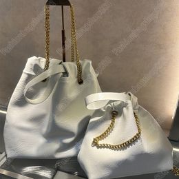 New Trash Bag Crush Series Single Shoulder Bag Double Chain Matte Calfskin Handbag Crossbody Bag Single Tote Bag Black White Women's Unique Strap bag designer purse