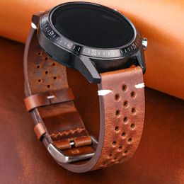 Watch Bands Retro Handmade Band Oil Wax Genuine Leather 18mm 20mm 22mm 24mm Men Wrist Strap Black Brown Yellow Green Bracelet