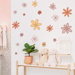 Wall Stickers 18 Pieces/Set Vintage Hippie Groove Daisy Bohemian Style Wallpaper for Living Room Bedroom Home Decorative Wall Decor 230331