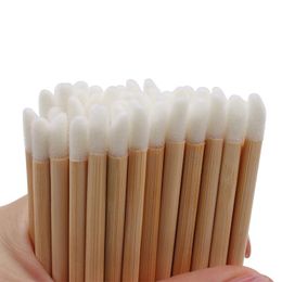 Makeup Brushes Pcs Disposable Lip Lint-free Applicator Gloss Wand With Bamboo Handle For Eyelash Extension ToolsMakeup