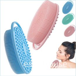 Bath Brushes Sponges Scrubbers Sile Body Scrubber Loofah Double Sided Exfoliating Shower Brushes For Kids Men Women Drop Delivery Dhka8