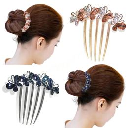 Crystal Rhinestone Butterfly Hair Comb Ladies Vintage Hairpins Wedding Bridal Headwear Women Fashion Party Hair Accessories