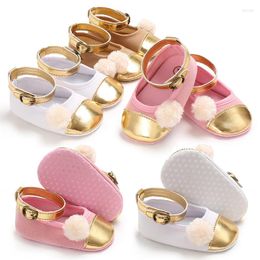 First Walkers 2023 Spring And Autumn 0-1 Year Old Girl Baby Princess Shoes Fur Ball Soft Bottom Toddler