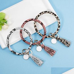 Party Favour Tassel Charms Bangles Key Buckle Pu Leather Wrap Wristbands Keys Chain Mti Colours Bracelet Ring Rra2118 Drop Delivery Ho Dhjka