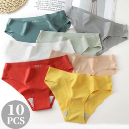 Women's Panties BZEL 10 Pieces/Set Seamless Women's Underwear Ice Silk Women's Underwear Comfort Women's Underwear 10 Pieces Solid Underwear M-3XL 230331