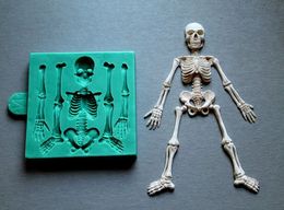 Baking Moulds Skeleton Halloween Body Fondant Mold Silicone Cake Decoration Handmade Clay Resin Tools PRZY 001 Radom 230331