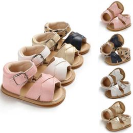 Sandals 2019 Summer Baby Shoes Newborn Sandals Kids Boys Girls Sandals Solid Non-slip PU Leather Prewalker Casual Soft Sole Shoes Z0331