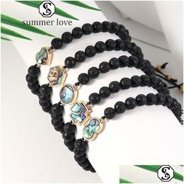 Beaded Natural Stone Beads Charm Bracelet Heart Round Cross Handmade Braided Abalone Shell High Quality Jewellery Gifty Drop D Dhgarden Dhra4