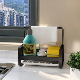 Storage Holders Racks SL Large Sponge Holder Kitchen Sink Caddy Stand Cleaning Brush Soap Organizer with Drain Tray 1PCS 230331