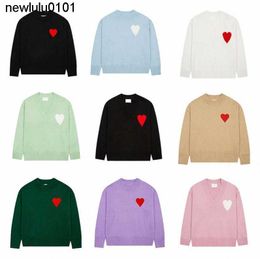 designer Men Amis Paris Fashion Mens Designer Amies Knitted Sweater Embroidered Red Heart Solid Colour Big Love Round Neck Men wonmen sweater