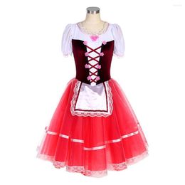 Stage Wear Professional Adult Girl Giselle Ballet Skirt Red Competition Performance Dance Dress