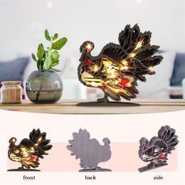 Other Home Decor Luminous Hand Carved Butterfly Figurine Ornaments 3D Hollow Animal Wood Carving Art Battery Powered Holiday Gift for Living Room 230330