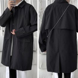 Men's Trench Coats Korean style Cloak Coat Mens Casual Solid Autumn Fashion Loose Long Overcoat Male High Street Windbreaker coat 230331