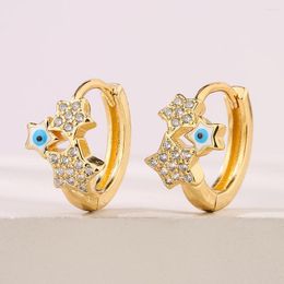 Hoop Earrings Mafisar High Quality Gold-Plated Zircon Fashion Delicate Star Devil's Eye Women Jewellery Accessories