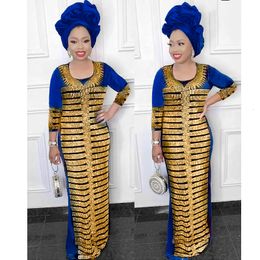 Ethnic Clothing African Dress Fashion Velvet Stone Long Big Elastic Without Scarf 230331