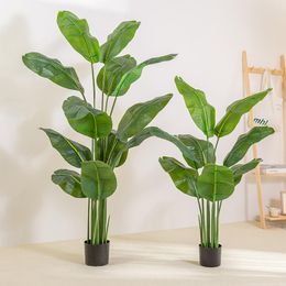 Decorative Flowers 210CM Artificial Green Planted Traveller Canna With 15 Leaves Bird Of Paradise Potted Indoor Home Decoration