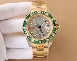 Luxury 42mm Mens Watch Iced Out Bling Diamonds Automatic Diamond dial Sapphire Glasses 904L Stainless Steel Wristwatches Relojes para hombres-gold